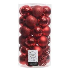 Lot De 37 Boules De Noël (D60 Mm) Alpine Mix Rouge