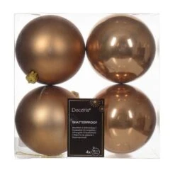 Lot De 4 Boules De Noël (D100 Mm) Alpine Brun Gingembre