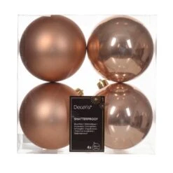 Lot De 4 Boules De Noël (D100 Mm) Alpine Rose Pétillant