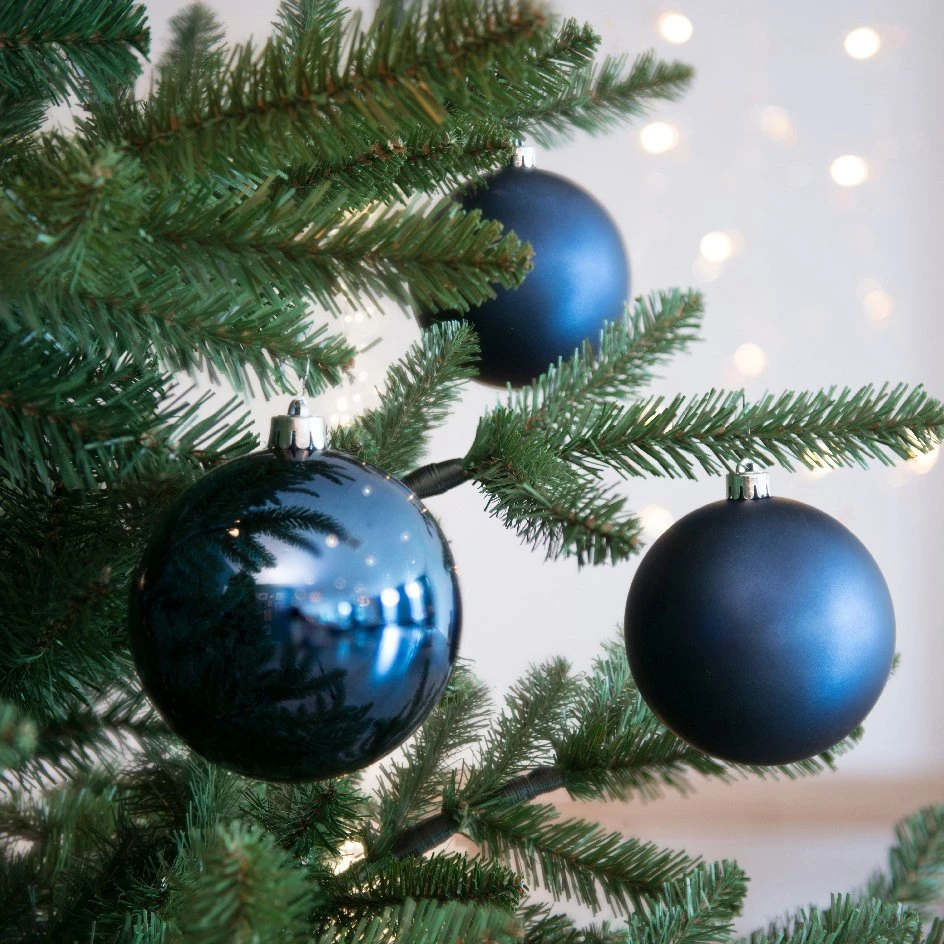 Lot De 4 Boules De Noël (D100 Mm) Alpine Bleu Nuit 4 Lot De 4 Boules De Noël (D100 Mm) Alpine Bleu Nuit – Image 2