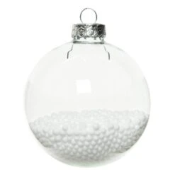 Lot De 4 Boules De Noël En Verre (D70 Mm) Neige Transparent