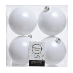 Lot De 4 Boules De Noël (D100 Mm) Alpine Blanc