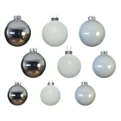 Lot De 42 Boules De Noël En Verre (D70 Mm) (D60 Mm) (D50 Mm) Domeona Argent / Blanc