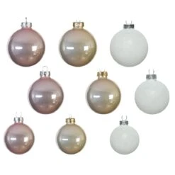 Lot De 42 Boules De Noël En Verre (D70 Mm) (D60 Mm) (D50 Mm) Domeona Rose Poudré / Perle -Village de Noel lot de 42 boules de no l d70 mm d60 mm d50 mm en verre domeona rose correction