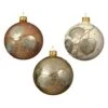 Lot De 6 Boules De Noël En Verre (D80 Mm) Pois Argentés Blanc Laine/Camel/ Champagne