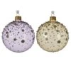 Lot De 6 Boules De Noël En Verre (D80 Mm) Pois Pailletés Champagne/ Mauve -Village de Noel lot de 6 3x3 boule deco vr pois paill 2cls champagne metal mauve brill non argente a chap or avec ruban emb d boite fenetre de 6 dia8cm assortie 85679 1589542475
