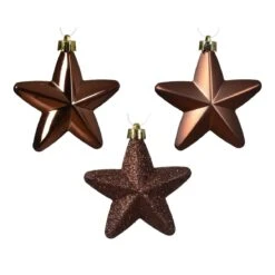 Lot De 6 étoiles De Noël à Suspendre Alpine Brun Café
