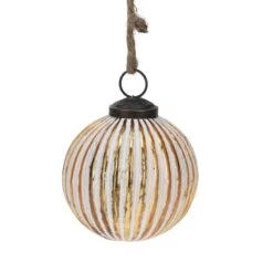 Lot De 6 Boules De Noël (D80 Mm) Nid D'abeilles Blanc -Village de Noel lot de 6 boule de noel 80mm dore blanc 129730 1689085725