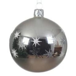 Lot De 6 Boules De Noël En Verre (D80 Mm) Mimosa Argent