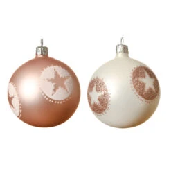 Lot De 6 Boules De Noël En Verre (D80 Mm) Storia Blanc