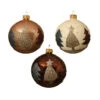Lot De 6 Boules De Noël En Verre (D80 Mm) Sapi Rouge Brun -Village de Noel lot de 6 boule deco vr nvx arbres 3clas r nblanc ln email rouge brun bril r nbeige emaille r na 3 arbre paill a chap or r na ruban r nemb d 1 de 6 pcs dia8cm assortie 71102
