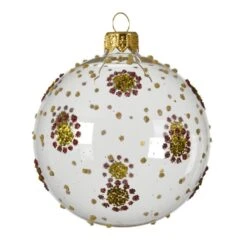 Lot De 6 Boules De Noël En Verre (D80 Mm) Pointillisme Transparent