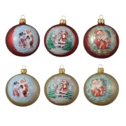 Lot De 6 Boules De Noël (D80 Mm) Vintage Rouge