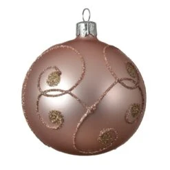 Lot De 6 Boules De Noël En Verre (D80 Mm) Volutes Rose Poudré