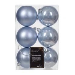 Lot De 6 Boules De Noël (D80 Mm) Alpine Bleu Vaporeux