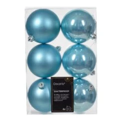 Lot De 6 Boules De Noël (D80 Mm) Alpine Bleu Pétillant