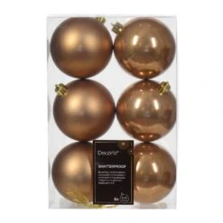 Lot De 6 Boules De Noël (D80 Mm) Alpine Brun Gingembre