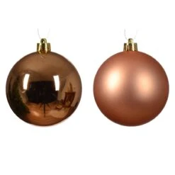 Lot De 6 Boules De Noël (D80 Mm) Alpine Rouge Cuivré -Village de Noel lot de 6 boules alpine boule incassable brillant mat cuivre rouge 128570 1686569469