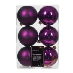 Lot De 6 Boules De Noël (D80 Mm) Alpine Violet