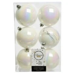 Lot De 6 Boules De Noël (D80 Mm) Alpine Blanc Irisé