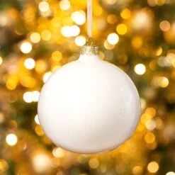 Lot De 6 Boules De Noël En Verre (D80 Mm) Arctique Brillantes Blanc Laine