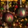 Lot De 6 Boules De Noël (D80 Mm) En Verre Forêt Colorée Vert Sapin -Village de Noel lot de 6 boules de no l d80 mm en verre for t color e vert sapin 128950 1687342879