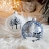 Lot De 6 Boules De Noël (D80 Mm) En Verre Forêt De Sapins Bleu -Village de Noel lot de 6 boules de no l d80 mm en verre for t de sapins bleu 129085 1687342615