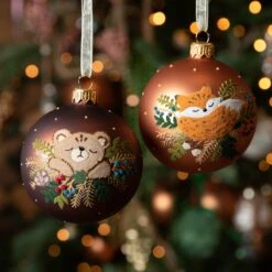 Lot De 6 Boules De Noël (D80 Mm) En Verre Misty Marron