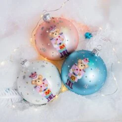 Lot De 6 Boules De Noël (D80 Mm) En Verre Souricette Multicolore