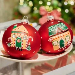 Lot De 6 Boules De Noël En Verre (D80 Mm) Hansel Rouge