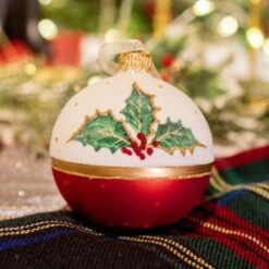 Lot De 6 Boules De Noël En Verre (D80 Mm) Houx Rouge -Village de Noel lot de 6 boules de no l d80 mm houx rouge 71093 1657546487