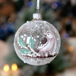 Lot De 6 Boules De Noël En Verre (D80 Mm) Oiseau Transparent