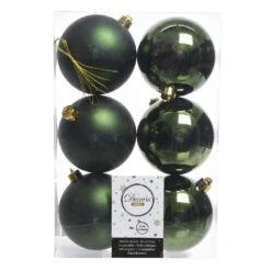 Lot De 6 Boules De Noël (D80 Mm) Alpine Vert Sapin