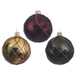 Lot De 6 Boules De Noël (D80 Mm) Carreaux Multicouleur -Village de Noel lot de 6 boules de noel d80 mm carreaux multicouleur 62558