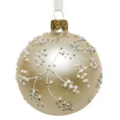 Lot De 6 Boules De Noël En Verre (D80 Mm) Feuilla Perle