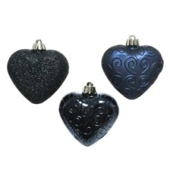 Lot De 6 Coeurs De Noël à Suspendre Alpine Bleu Nuit