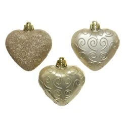 Lot De 6 Coeurs De Noël à Suspendre Alpine Perle