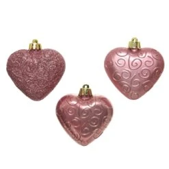 Lot De 6 Coeurs De Noël à Suspendre Alpine Vieux Rose