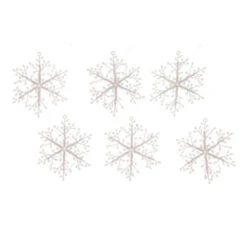 Lot De 6 Flocons De Noël à Suspendre étoilés Blanc Irisé