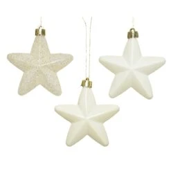 Lot De 6 étoiles De Noël à Suspendre Alpine Blanc Laine -Village de Noel lot de 6 toiles de no l suspendre alpine blanc laine 40385 1659359568