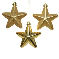 Lot De 6 étoiles De Noël à  Suspendre Alpine Or -Village de Noel lot de 6 toiles de no l suspendre alpine or 40380 1625833903