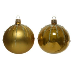 Lot De 6 Boules De Noël En Verre (D80 Mm) Goutella Jaune Moutarde