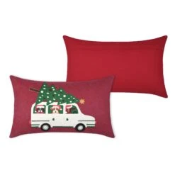 Coussin Noël Rectangulaire (50 Cm) Malicieux Rouge -Village de Noel malicieux coussin 30x50 rouge 120385 1658991036