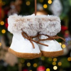 Paire D'après-skis Fourrure De Noël Marron