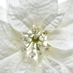 Poinsettia De Noël Pailletée Sur Clip Blanc -Village de Noel poinsettia de no l paillet e sur clip blanc 53989 1648113568
