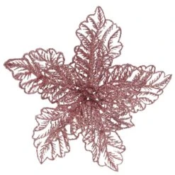 Poinsettia De Noël Paillettes Sur Clip Rose Poudré -Village de Noel poinsettia de no l paillettes sur clip rose poudr 84416 1648117445