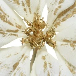 Poinsettia De Noël Velours Sur Clip Blanc -Village de Noel poinsettia de no l velours sur clip blanc 100471 1648041635