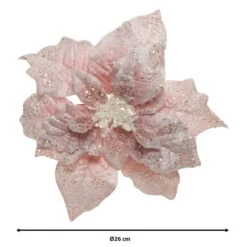 Poinsettia De Noël Velours Sur Clip Rose Poudré -Village de Noel poinsettia de no l velours sur clip rose poudr 109640 1648116581