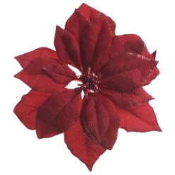 Poinsettia De Noël En Tissu Sur Clip Rouge