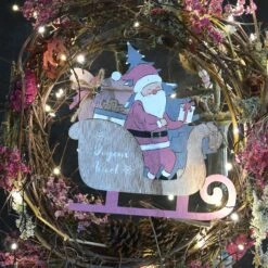 Père Noël à Suspendre Et Traineau Santa Multicolore